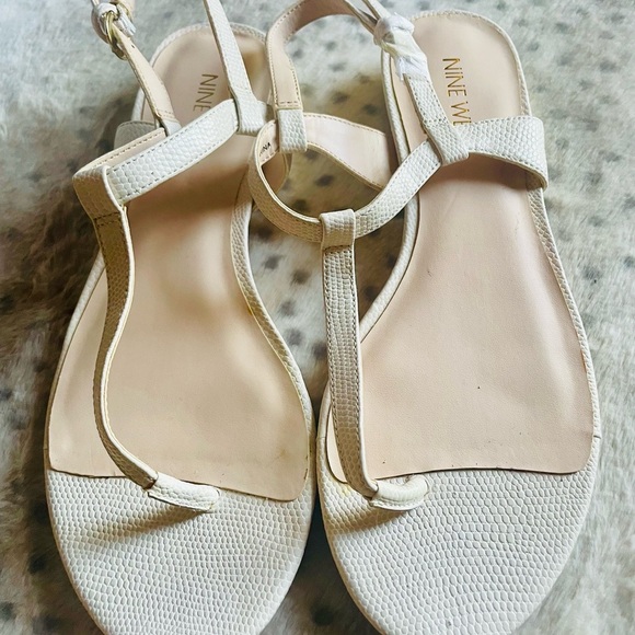 Nine West Cream Textured Sandals - Picture 1 of 7